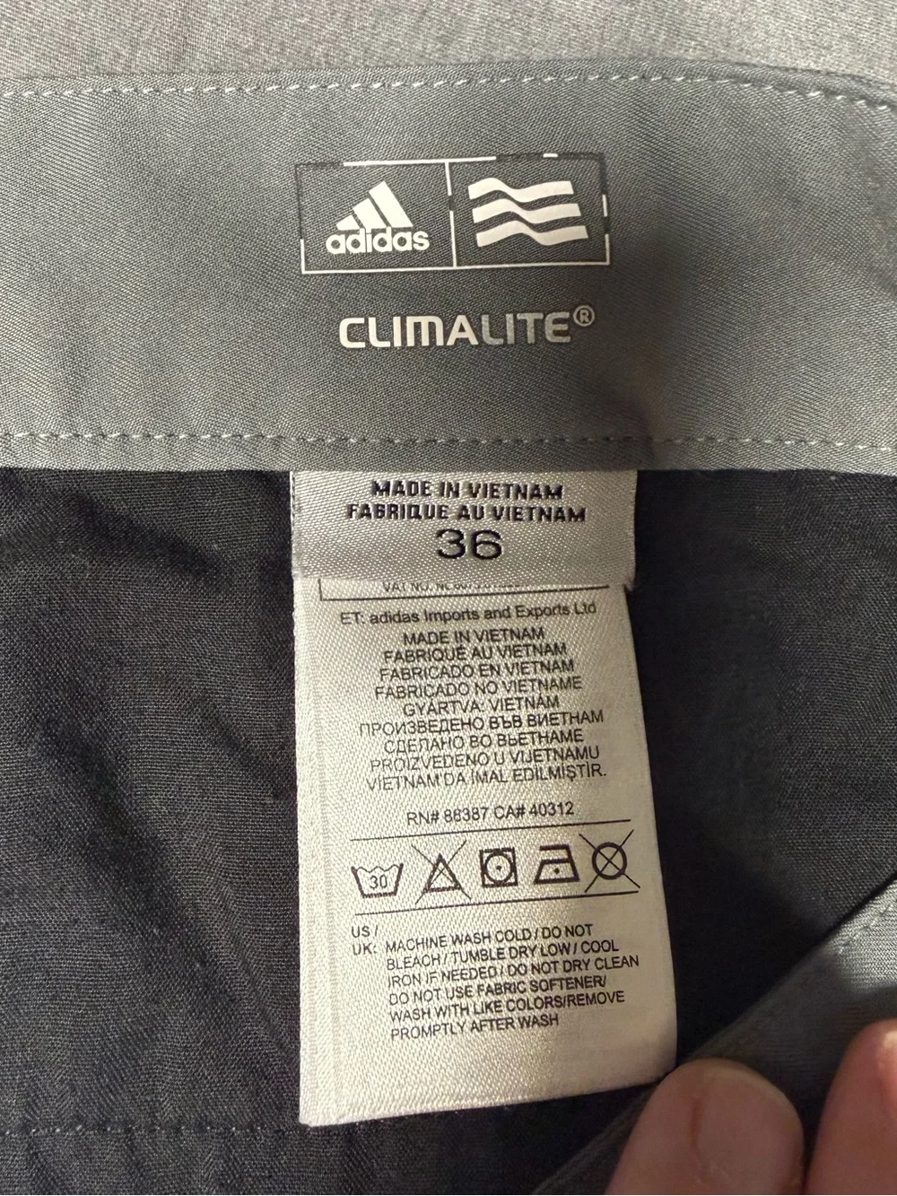 adidas Men’s Light Gray Performance Flat-Front Shorts